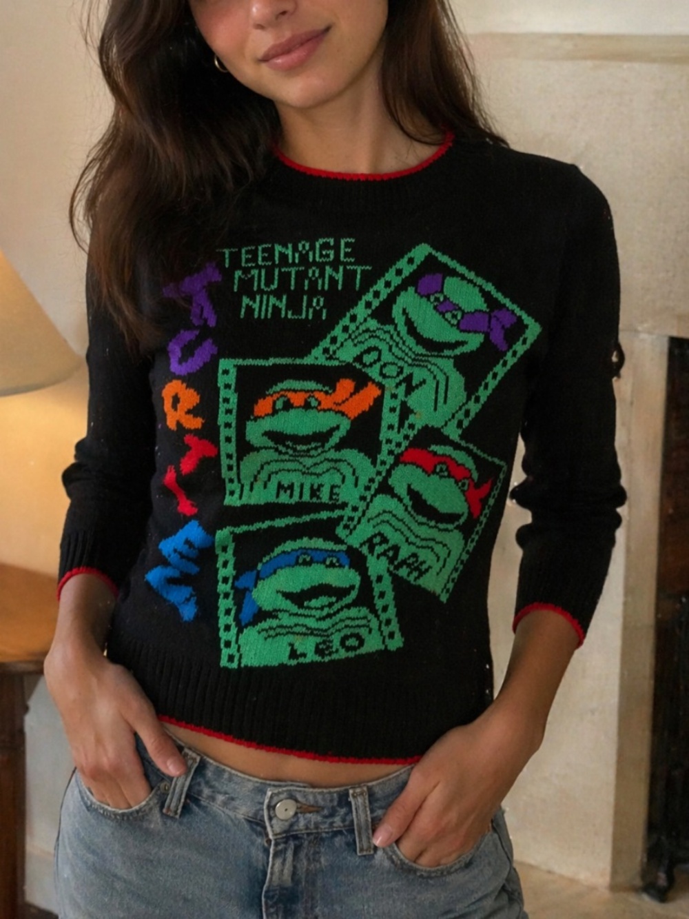 RARE - 90s Vintage Teenage Mutant Ninja Turtles - Knit Sweater - Unisex - Picture 2 of 16